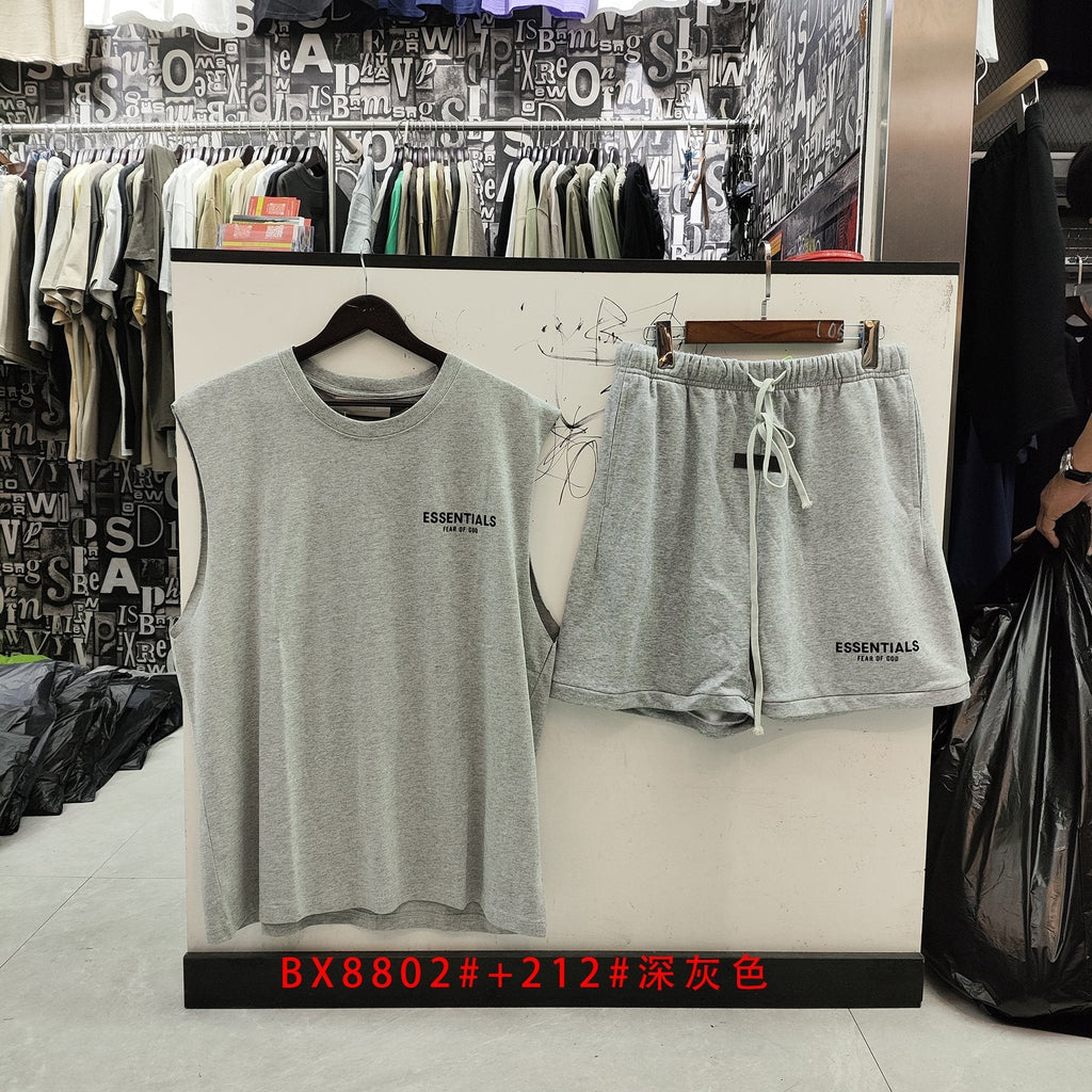 ESSENTIALS Sleeveless Top & Drawstring Shorts Set